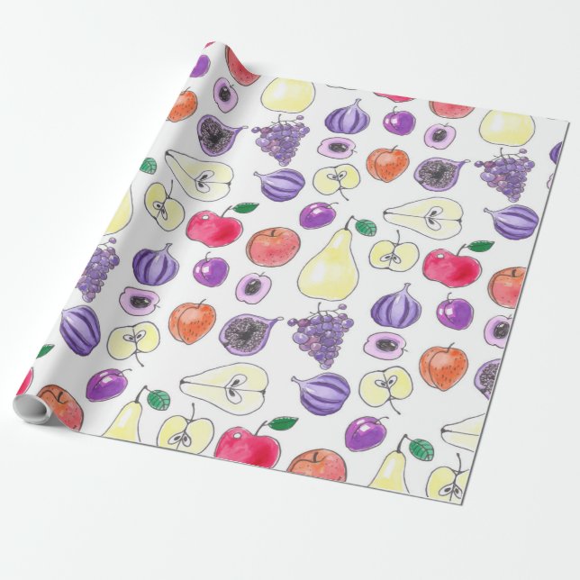 Fruit pattern wrapping paper (Unrolled)