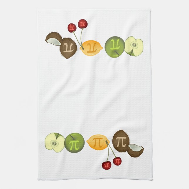 Fruit Pi, Pi on Various Fruit Tea Towel (Vertical)
