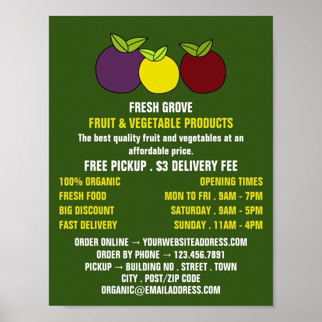 Fruit Plums, Greengrocers Advertising Poster (Front)