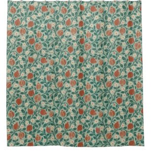 Fruit pomegranate Green Leaf Shower Curtain