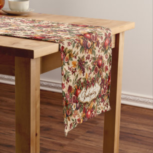 Fruit Pomegranate Heirloom Thanksgiving Short Table Runner