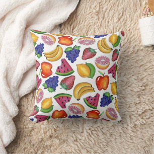 Fruit Print Grape Banana Apple Strawberry Lemon  Cushion