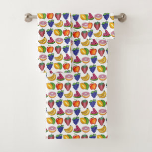 Fruit Print Strawberry Watermelon Banana Grapes Bath Towel Set