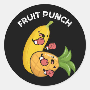 Fruit Punch Funny Drink Pun Dark BG Classic Round Sticker