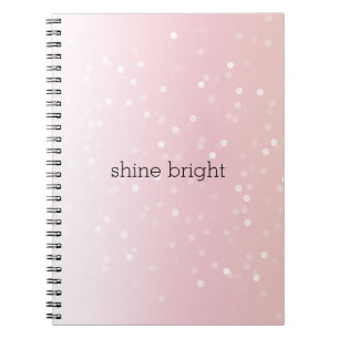 Fruit Punch Pink Ombre White Bokeh Confetti Dots Notebook