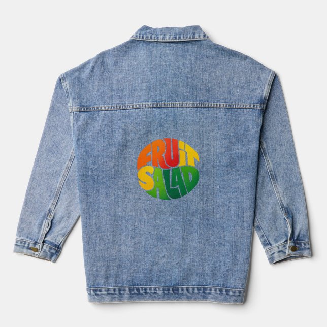 FRUIT SALAD – Bold Circular Typography Design Denim Jacket (Back)