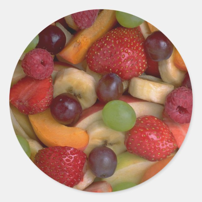 Fruit salad, close-up classic round sticker (Front)