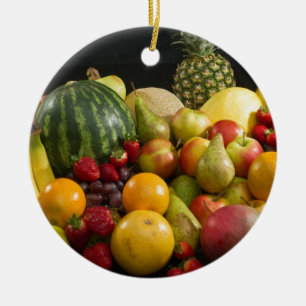Fruit Salad Peace Love Destiny Colourful Tropical Ceramic Tree Decoration