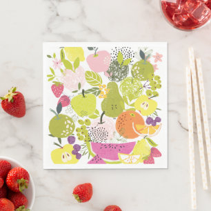 Fruit salad; summer fruit collage  napkin