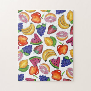 Fruit Salad Watermelon Lime Grape Strawberry Apple Jigsaw Puzzle