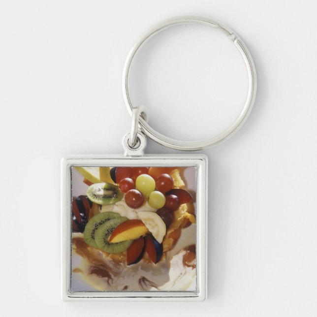 Fruit salad with ice cream. key ring (Front)