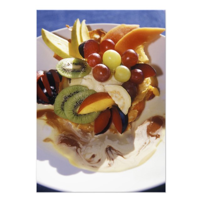 Fruit salad with ice cream. photo print (Front)