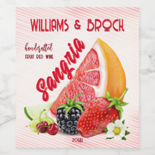 Fruit Sangria Wedding Wine Label