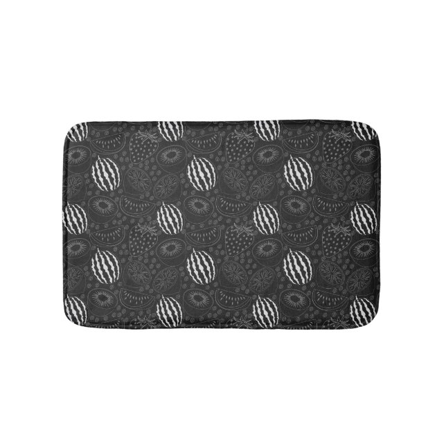 Fruit seamless pattern black and white Tropical Bath Mat (Front)