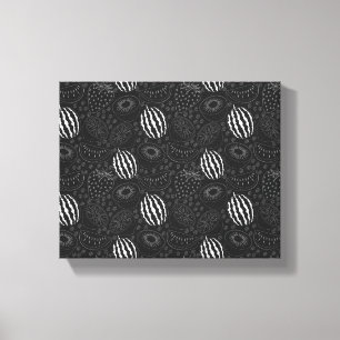 Fruit seamless pattern black and white Tropical Canvas Print