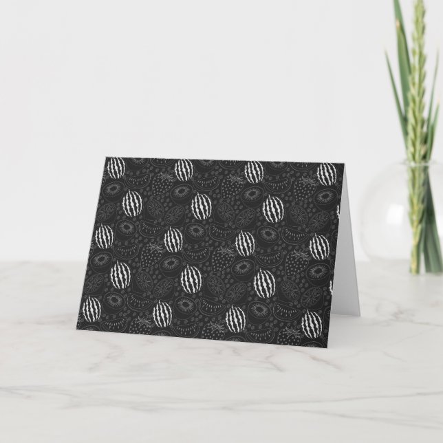 Fruit seamless pattern black and white Tropical Card (Front)