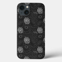 Fruit seamless pattern black and white Tropical