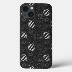 Fruit seamless pattern black and white Tropical iPhone 13 Case