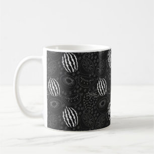 Fruit seamless pattern black and white Tropical Coffee Mug