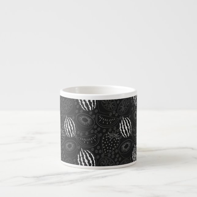 Fruit seamless pattern black and white Tropical Espresso Cup (Front)
