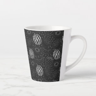 Fruit seamless pattern black and white Tropical Latte Mug