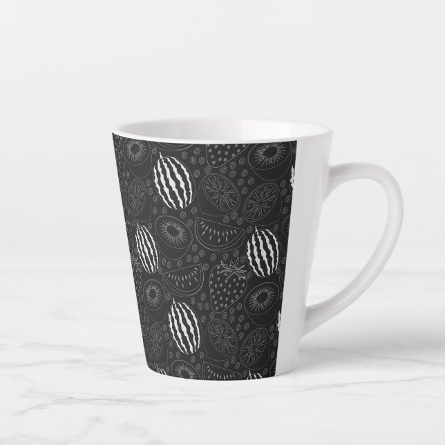 Fruit seamless pattern black and white Tropical Latte Mug (Right)