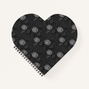 Fruit seamless pattern black and white Tropical Notebook