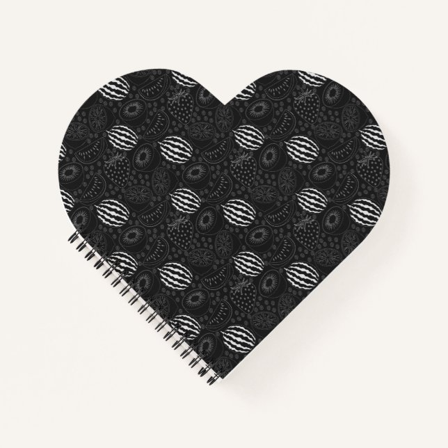 Fruit seamless pattern black and white Tropical Notebook (Front)