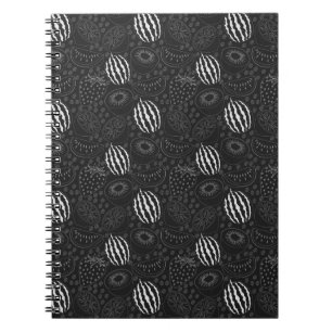 Fruit seamless pattern black and white Tropical Notebook