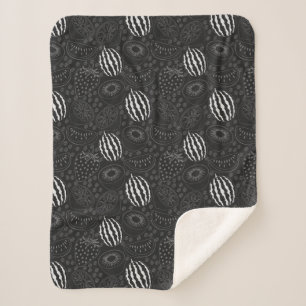 Fruit seamless pattern black and white Tropical Sherpa Blanket
