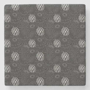 Fruit seamless pattern black and white Tropical Stone Coaster