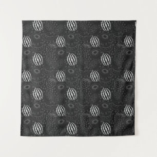 Fruit seamless pattern black and white Tropical Tapestry