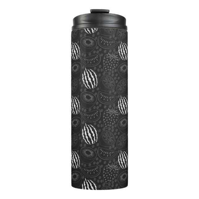 Fruit seamless pattern black and white Tropical Thermal Tumbler (Front)