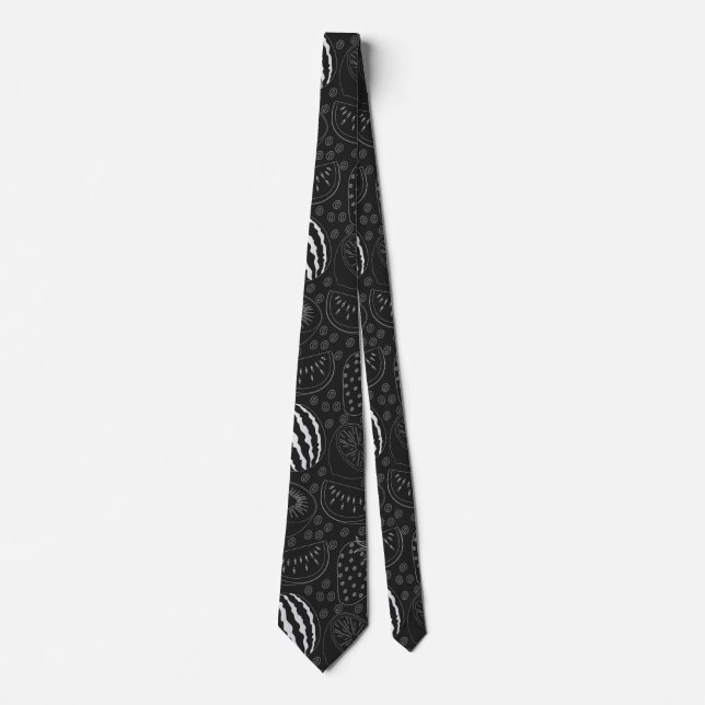 Fruit seamless pattern black and white Tropical Tie (Front)