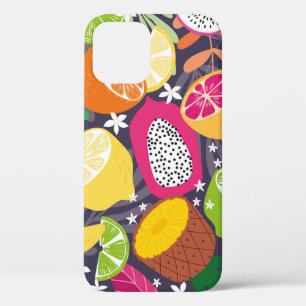 Fruit seamless pattern, collection of exotic tropi iPhone 12 case