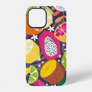 Fruit seamless pattern, collection of exotic tropi iPhone 12 case