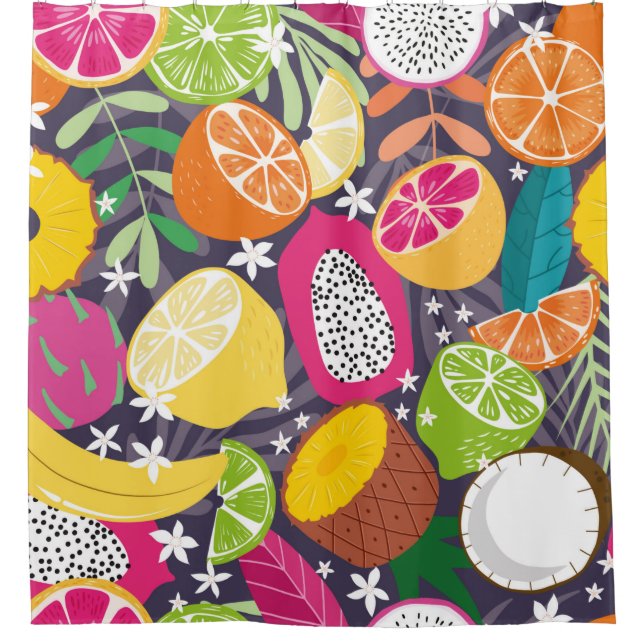 Fruit seamless pattern, collection of exotic tropi shower curtain (Front)