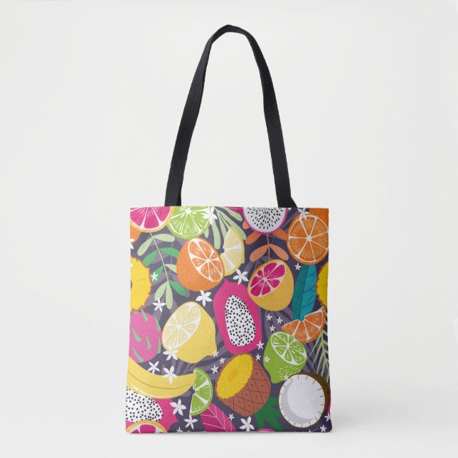Fruit seamless pattern, collection of exotic tropi tote bag (Front)
