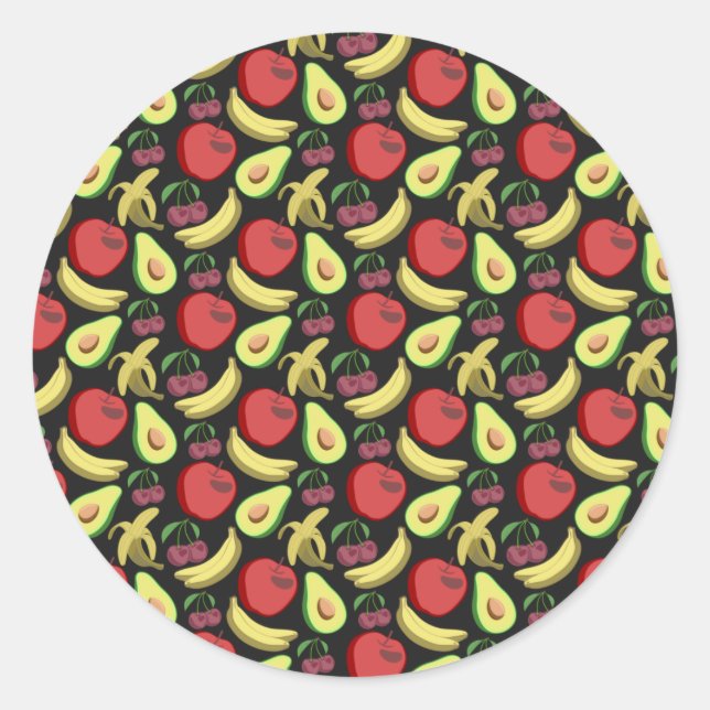 Fruit seamless pattern | colorful tropical fruit classic round sticker (Front)