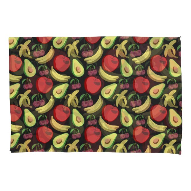 Fruit seamless pattern | colorful tropical fruit pillowcase (Front-Left)
