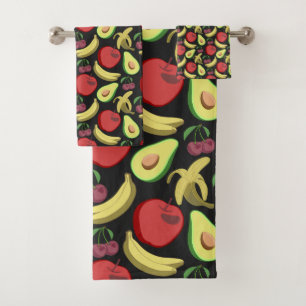 Fruit seamless pattern colourful tropical fruit bath towel set