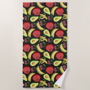 Fruit seamless pattern   colourful tropical fruit beach towel