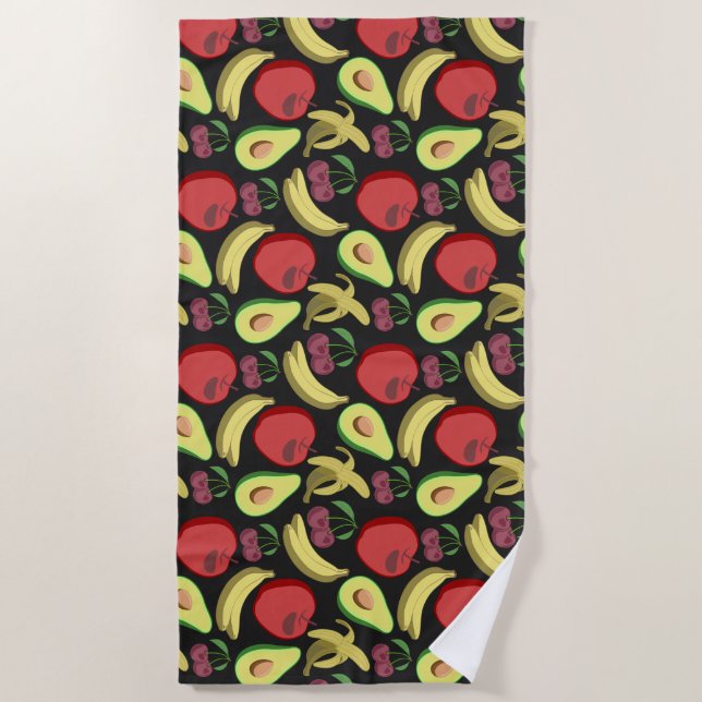 Fruit seamless pattern | colourful tropical fruit beach towel (Front)