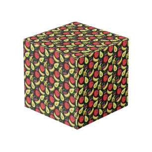 Fruit seamless pattern   colourful tropical fruit cube