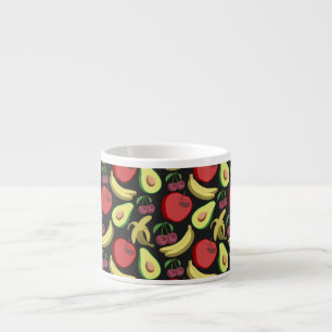 Fruit seamless pattern   colourful tropical fruit espresso cup