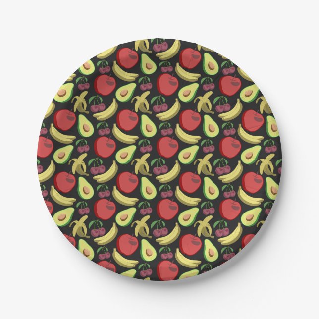 Fruit seamless pattern | colourful tropical fruit paper plate (Front)