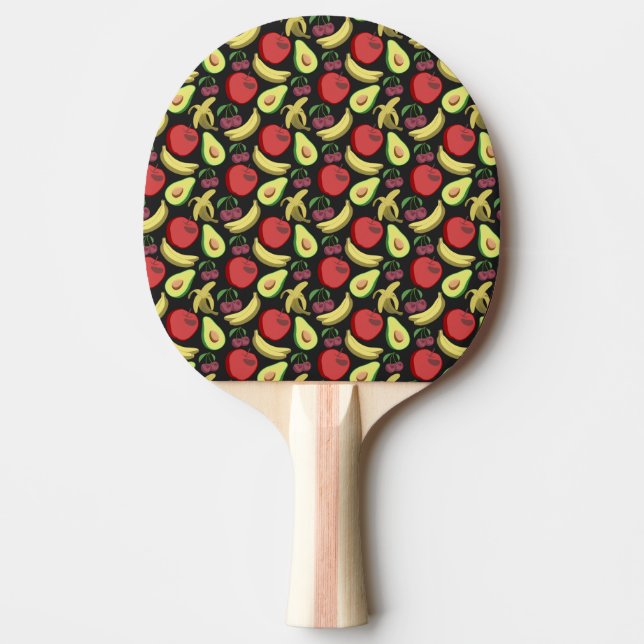 Fruit seamless pattern | colourful tropical fruit ping pong paddle (Front)