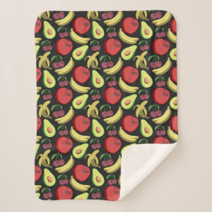 Fruit seamless pattern   colourful tropical fruit sherpa blanket
