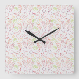 Fruit seamless pattern   Fruit surface pattern 12 Square Wall Clock