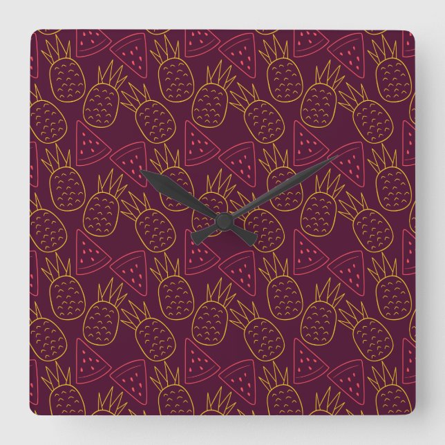 Fruit seamless pattern | Fruit surface pattern 18 Square Wall Clock (Front)